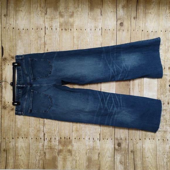 Express 12 Long Super Wide Leg low rise raw edge jeans - Picture 4 of 5